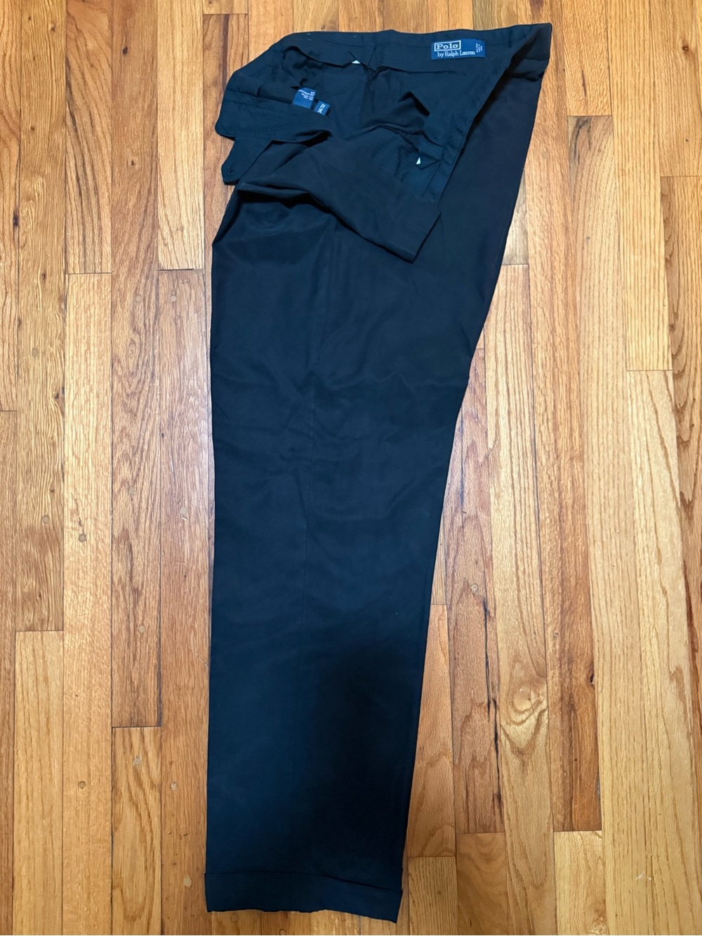 Polo Ralph Lauren Men’s 34x32 Silk Blend Cuffed Pleated Black Pants Trousers